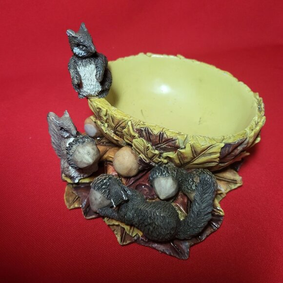 Vintage Nut Bowl Squirrel Figurines Resin Stone Home Decor Bowl Holidays Table D - Picture 5 of 15